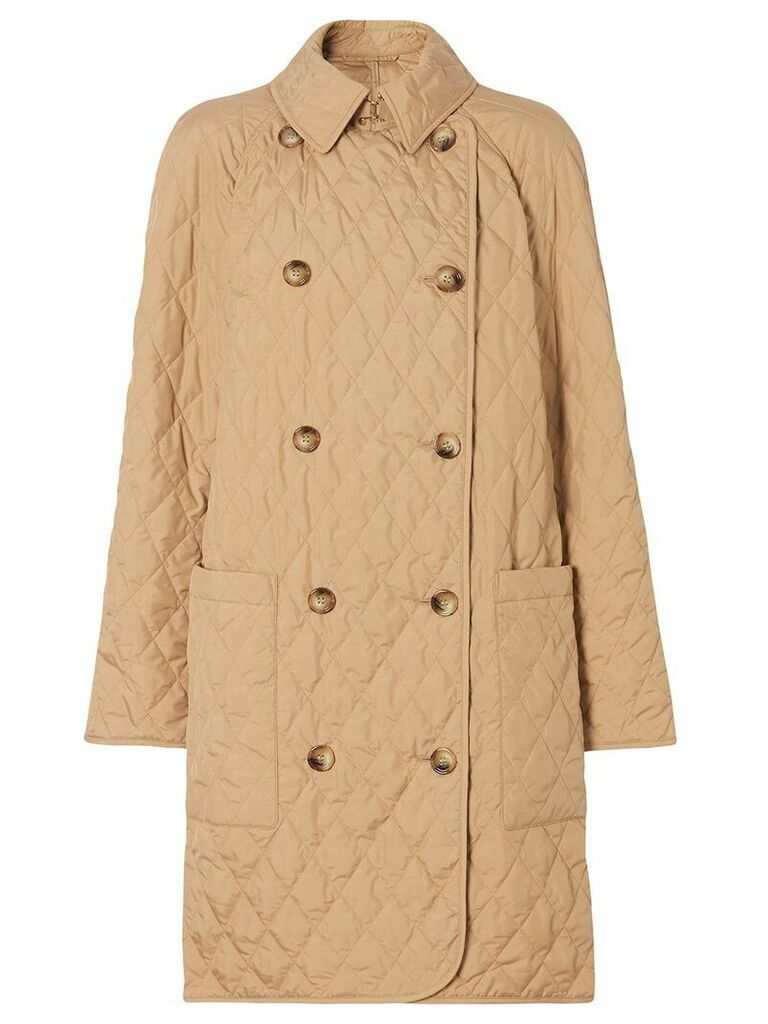 Burberry diamond-quilted double-breasted coat - BISCUIT