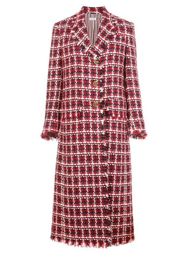 Thom Browne checked tweed overcoat - Red
