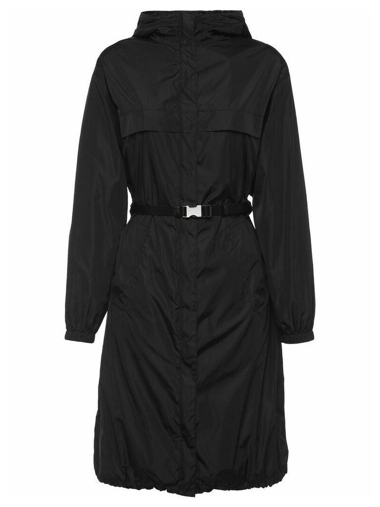 Prada belted hooded raincoat - Black