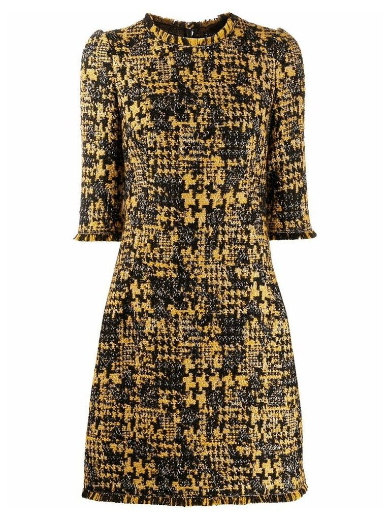 Dolce & Gabbana half-sleeved tweed dress - Yellow