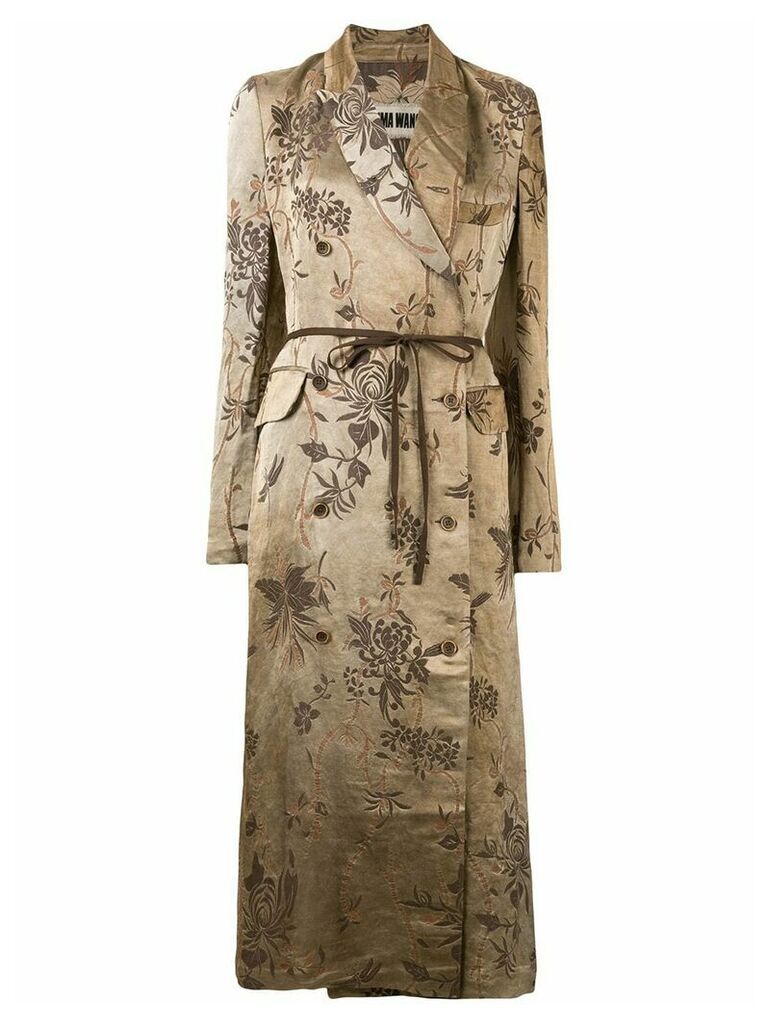 Uma Wang floral jacquard robe coat - Brown