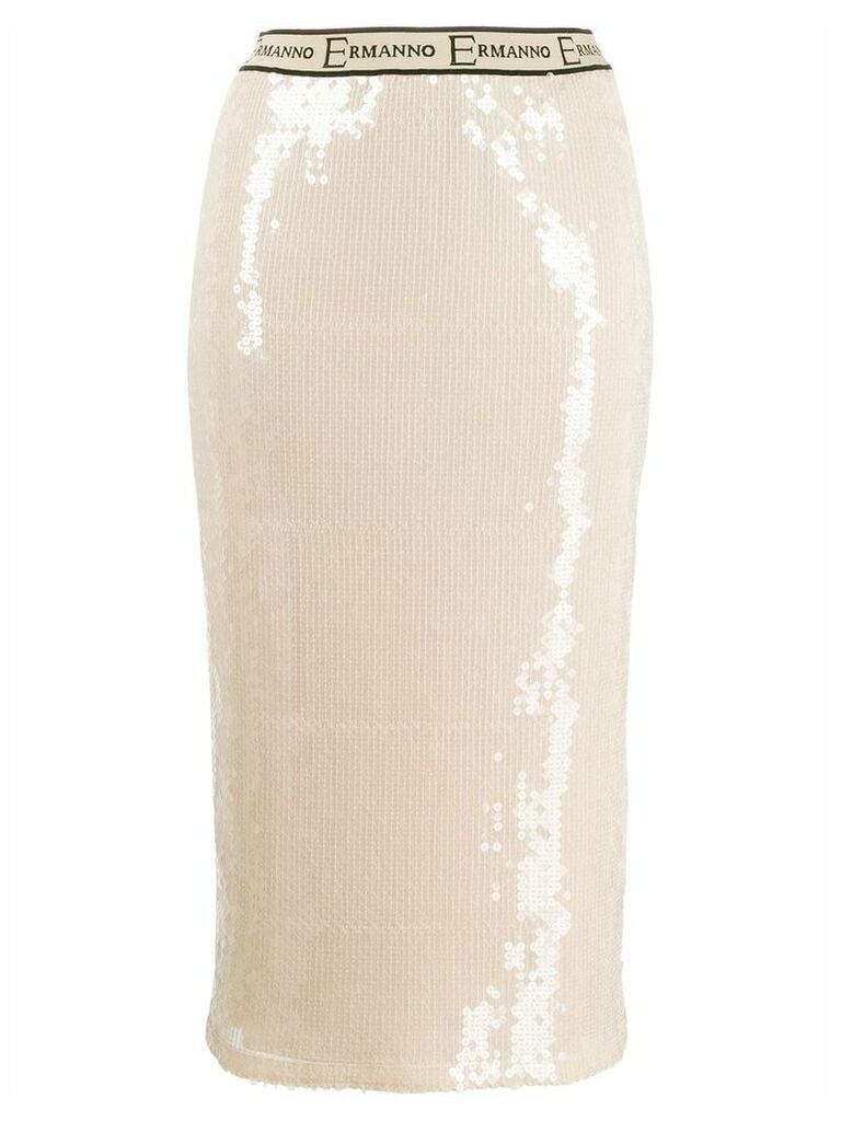 Ermanno Ermanno sequin embellished pencil skirt - Neutrals