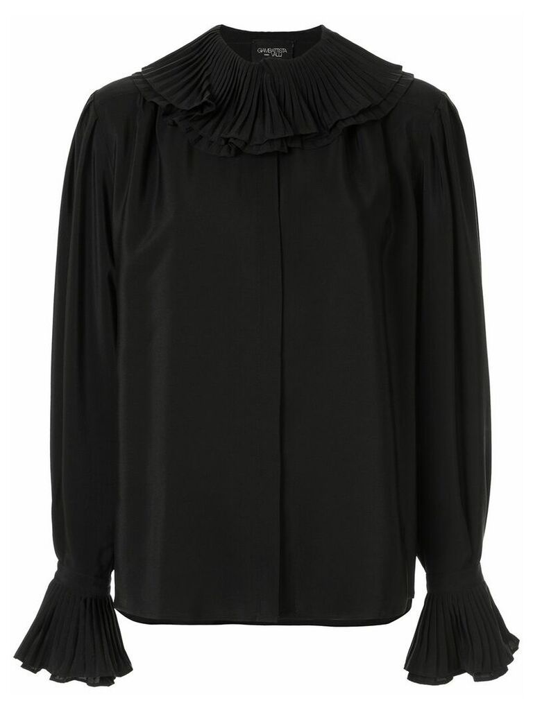 Giambattista Valli silk frilled collar blouse - Black