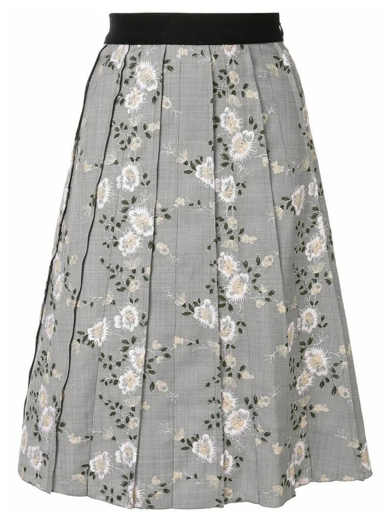Giambattista Valli pleated floral skirt - Grey