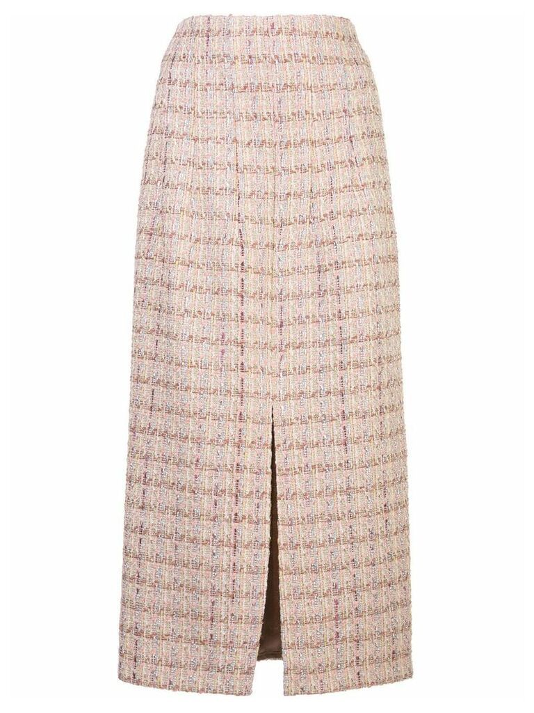 Brock Collection tweed-style front slit skirt - PINK