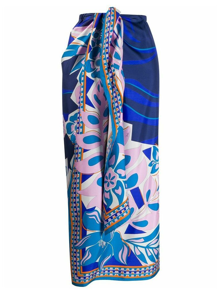 Emilio Pucci abstract print knotted waist skirt - Blue