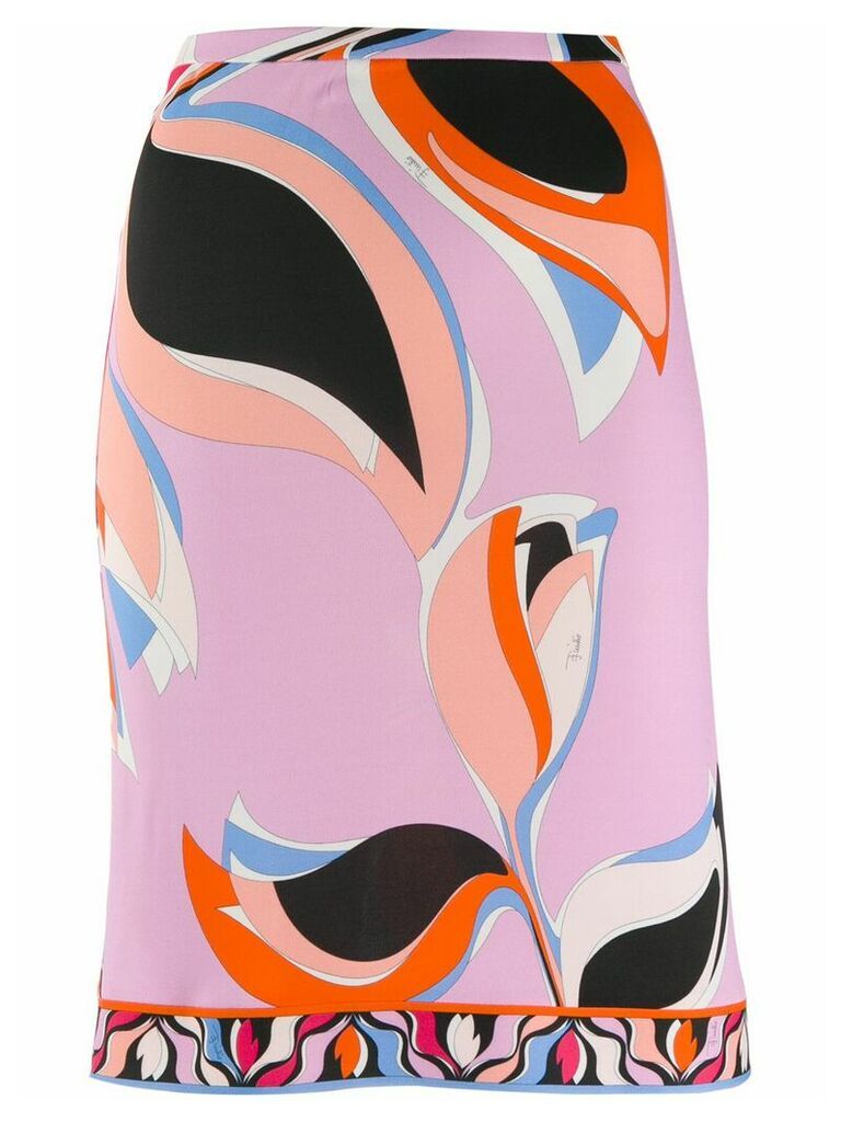 Emilio Pucci printed straight skirt - PINK