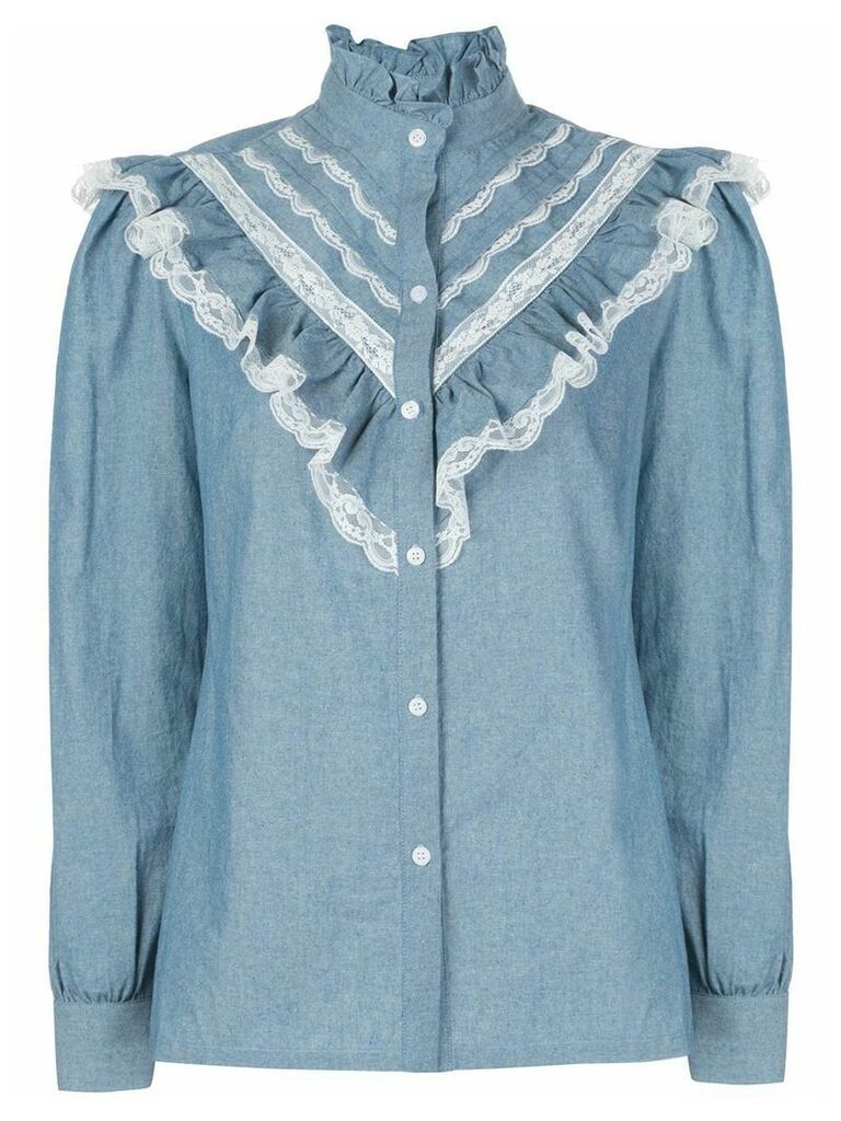 Petersyn Almira Chambray Lace Top - Blue