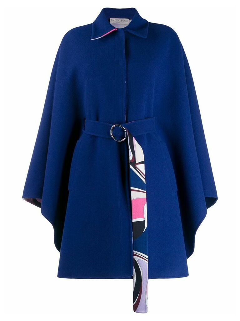Emilio Pucci oversized wool belted coat - Blue