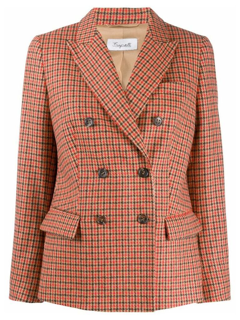 Brag-wette houndstooth double-breasted blazer - Red