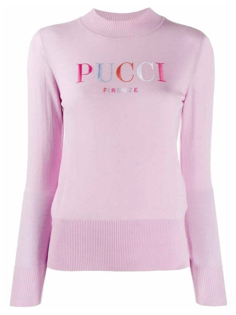 Emilio Pucci embroidered logo wool jumper - PINK
