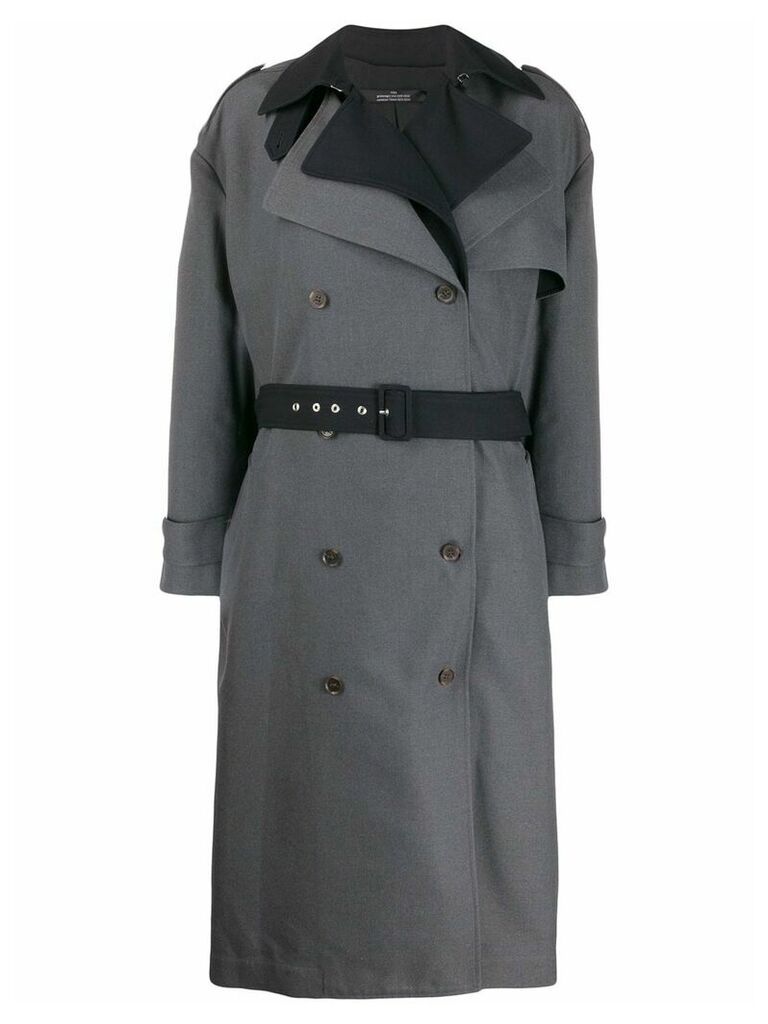Rokh layered double-breasted trench coat - Blue