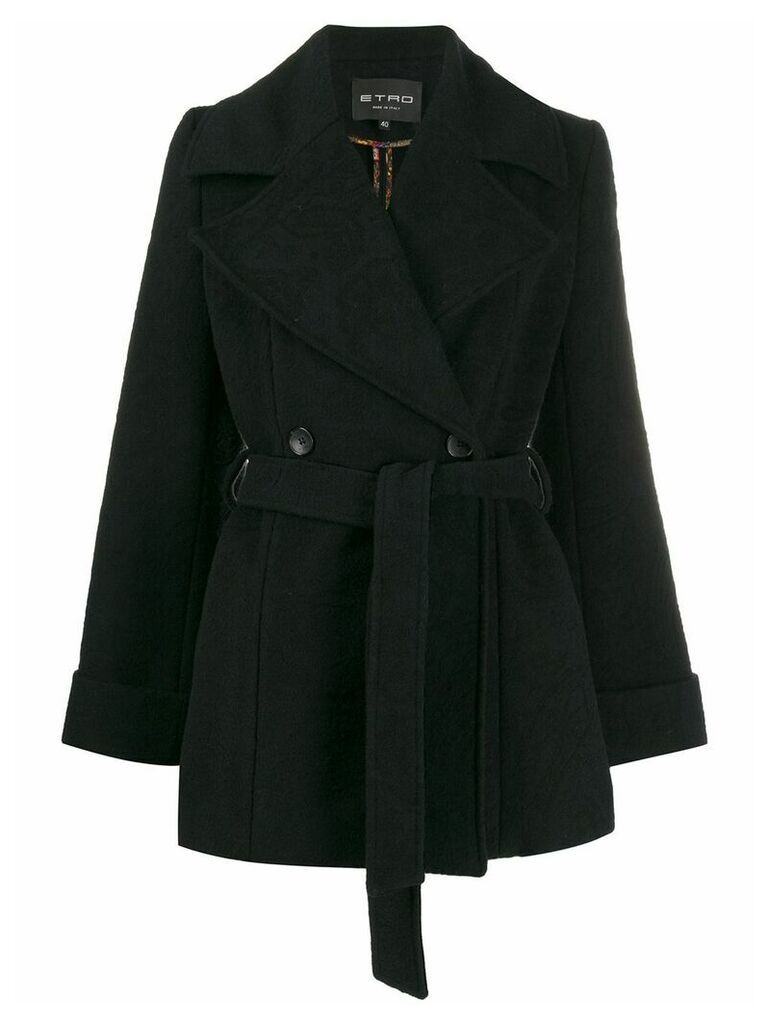 Etro textured print coat - Black