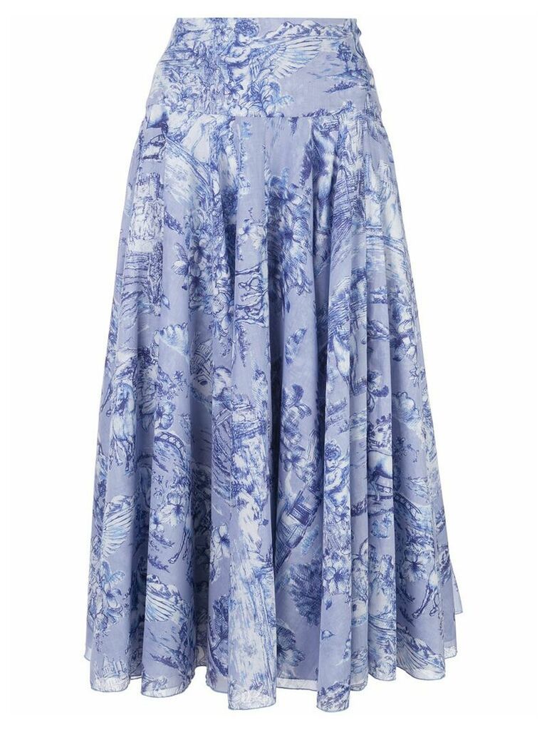 Samantha Sung printed A-line skirt - Blue