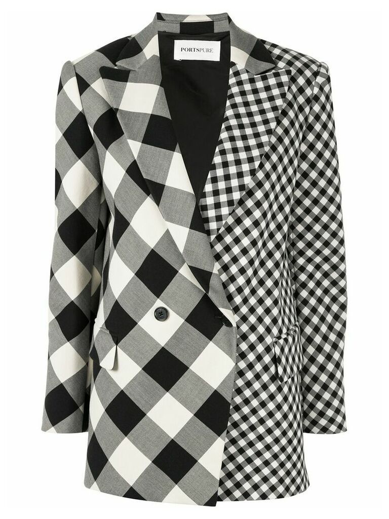 PortsPURE double breasted checked blazer - Black