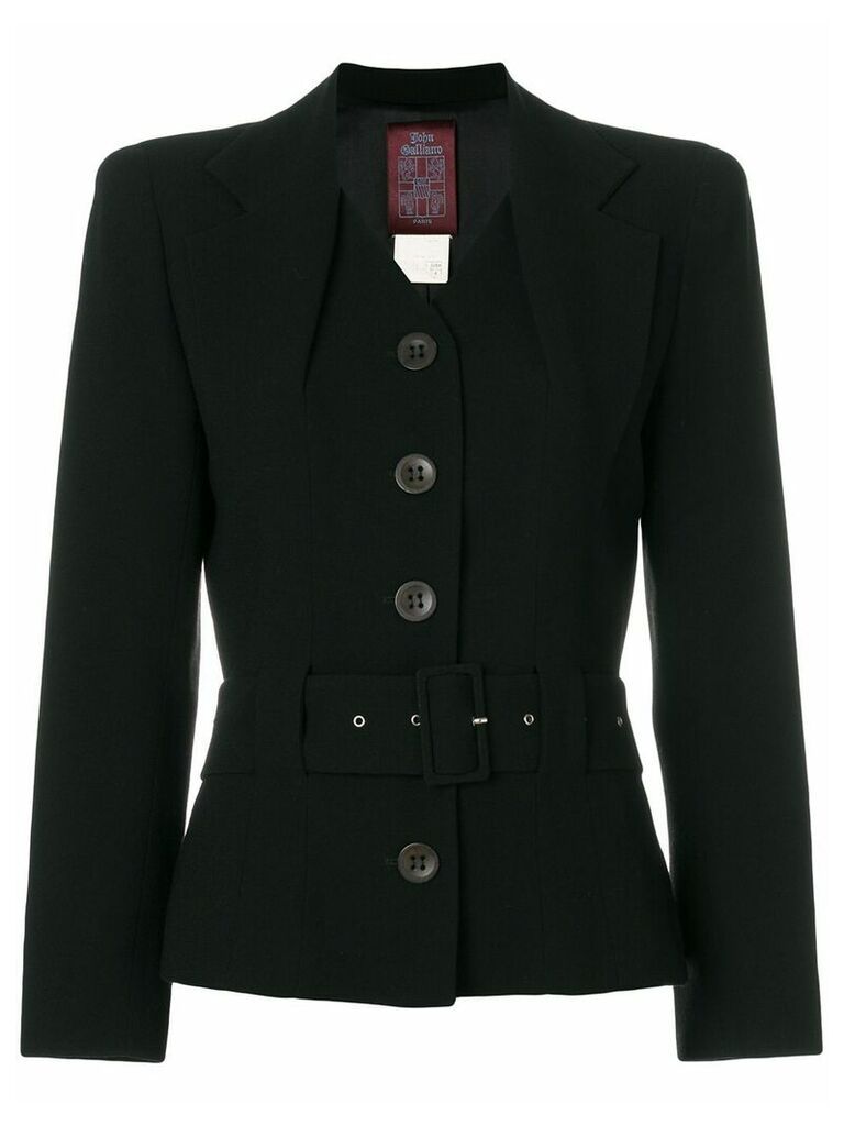 John Galliano Pre-Owned layered lapels belted jacket - Black