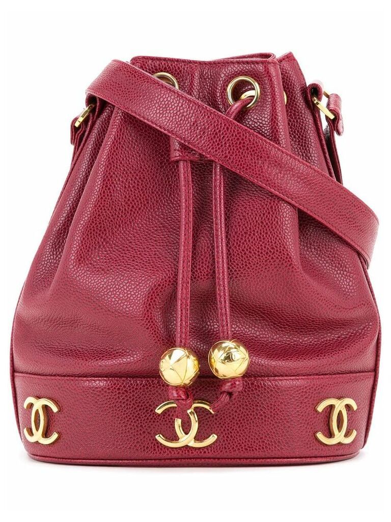 Chanel Pre-Owned logo bucket bag - Red