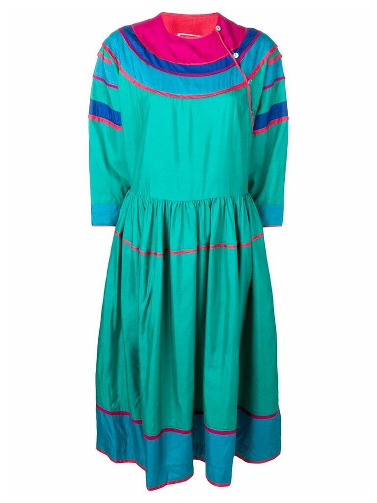 Kenzo Pre-Owned colour block silk dress - Blue