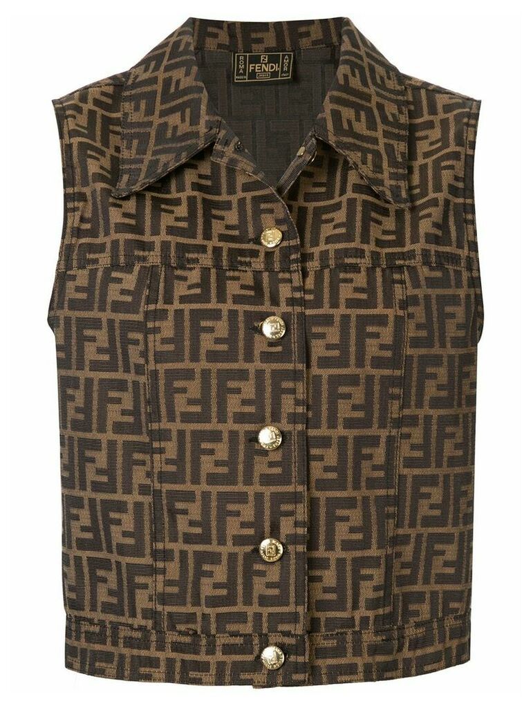 Fendi Pre-Owned Zucca pattern buttoned waistcoat - Brown