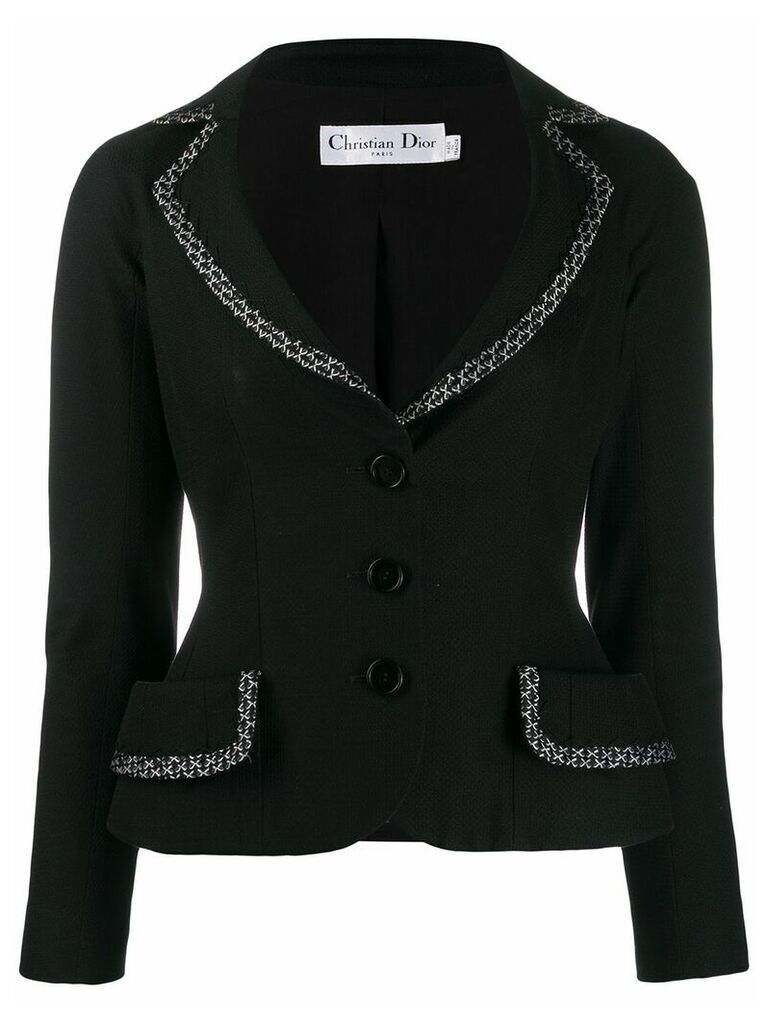Christian Dior pre-owned bow embroidered trim tailored jacket - Black