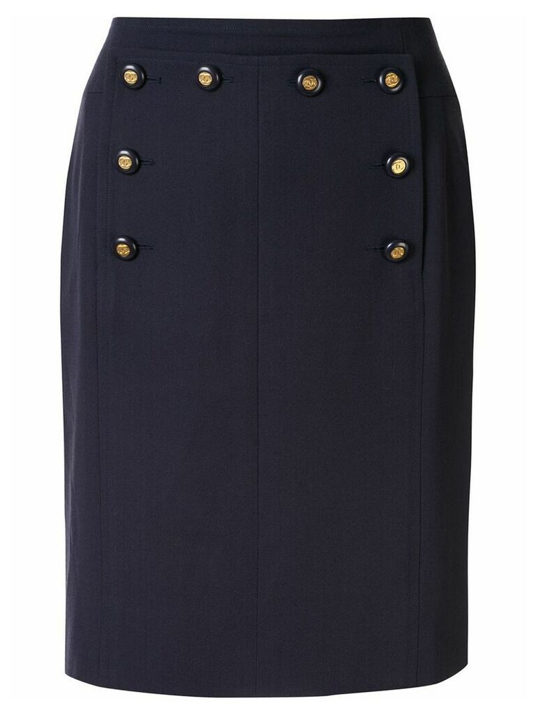 Chanel Pre-Owned double-fastened high rise skirt - Blue