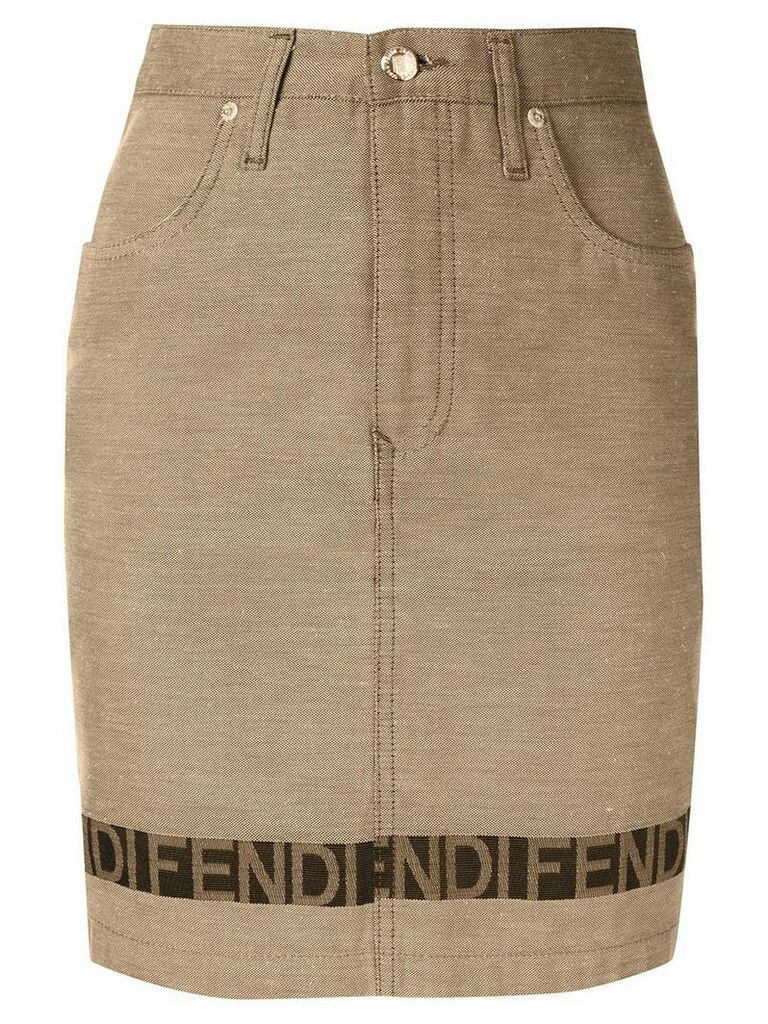 Fendi Pre-Owned logo strap fitted skirt - Brown
