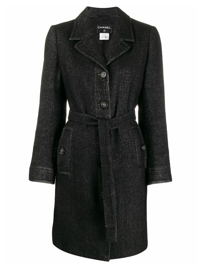Chanel Pre-Owned 2010 belted tweed coat - Black