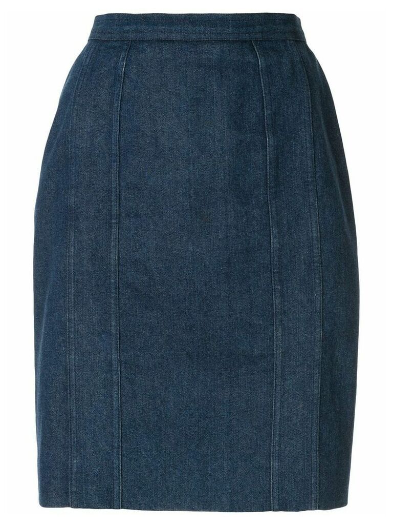 Chanel Pre-Owned straight denim skirt - Blue
