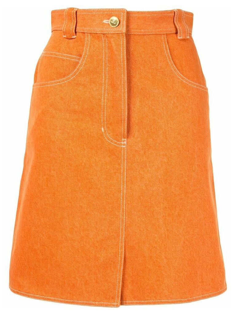 Chanel Pre-Owned stitching details straight skirt - ORANGE