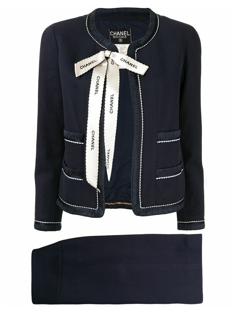 Chanel Pre-Owned bow detail skirt suit - Blue