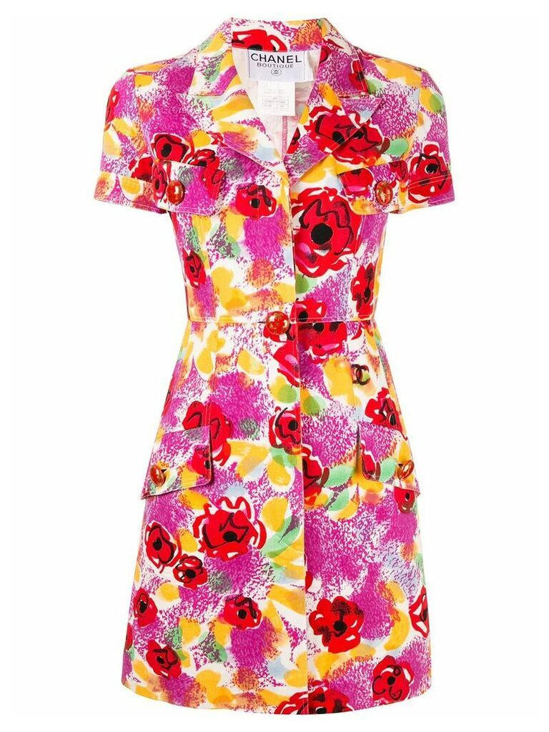 Chanel Pre-Owned floral short-sleeved shirt dress - Multicolour