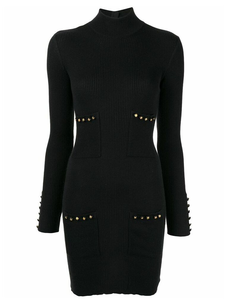 Chanel Pre-Owned high neck ribbed knitted dress - Black