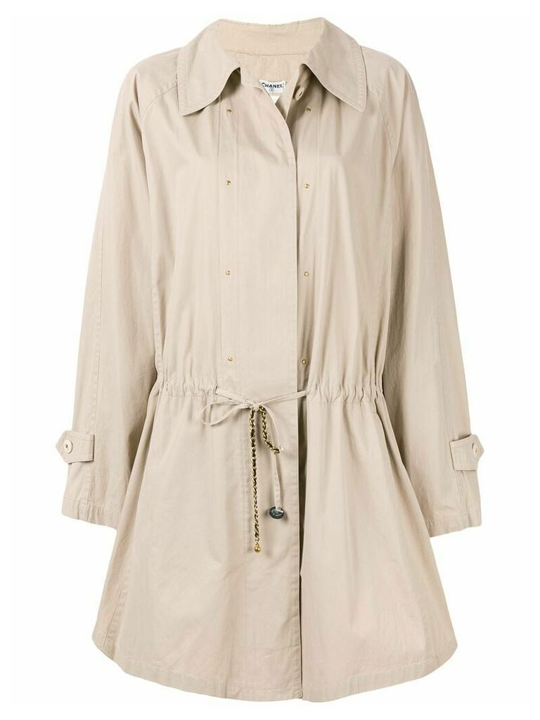 Chanel Pre-Owned flared drawstring short coat - Brown