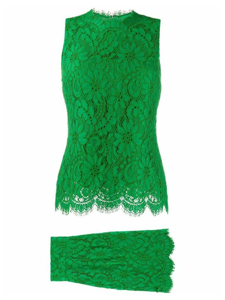 Dolce & Gabbana Pre-Owned tiered lace dress - Green