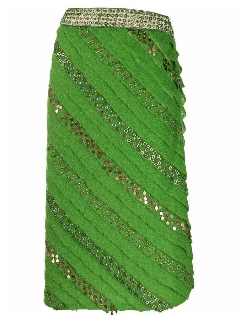 Fendi Pre-Owned 1990s eyelet embellished straight skirt - Green