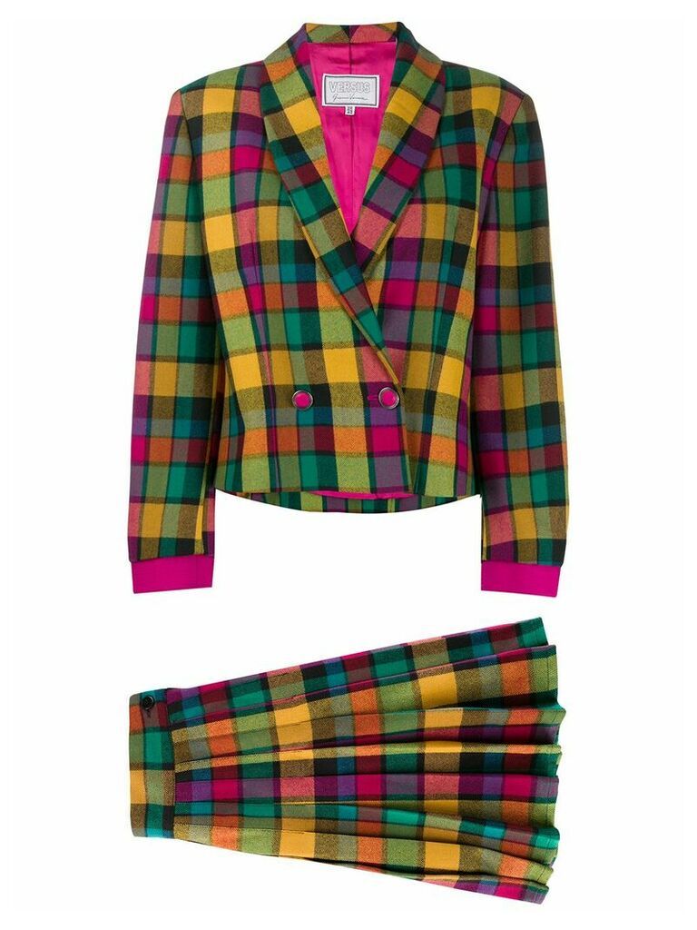 Versace Pre-Owned 1980s checked skirt and jacket set - Yellow