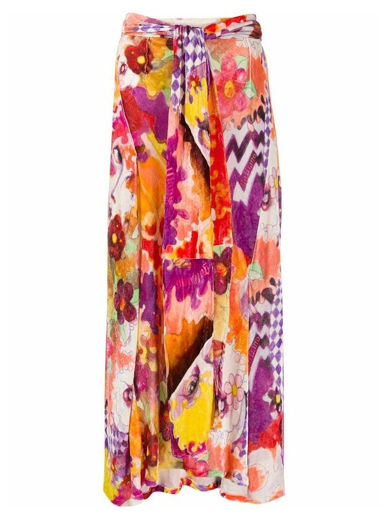 John Galliano Pre-Owned 1990s floral flared midi skirt - PINK