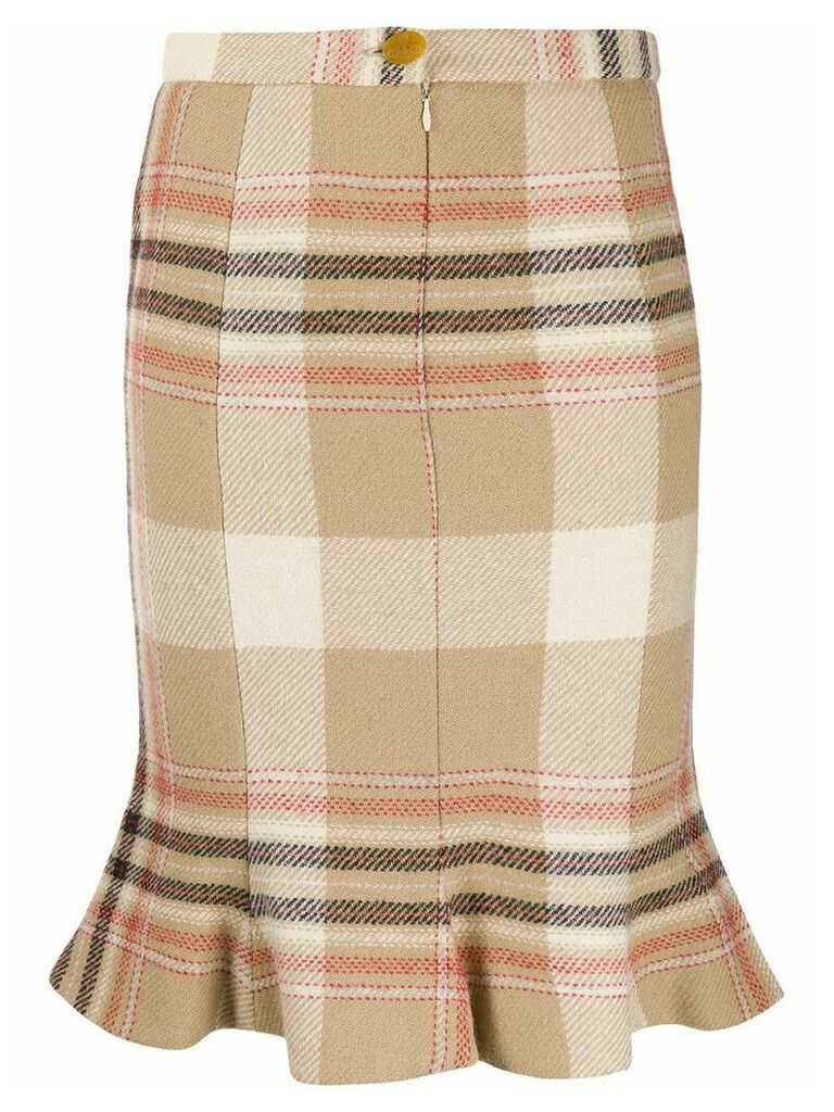 Vivienne Westwood Pre-Owned wool 1990s plaid ruffled skirt - NEUTRALS