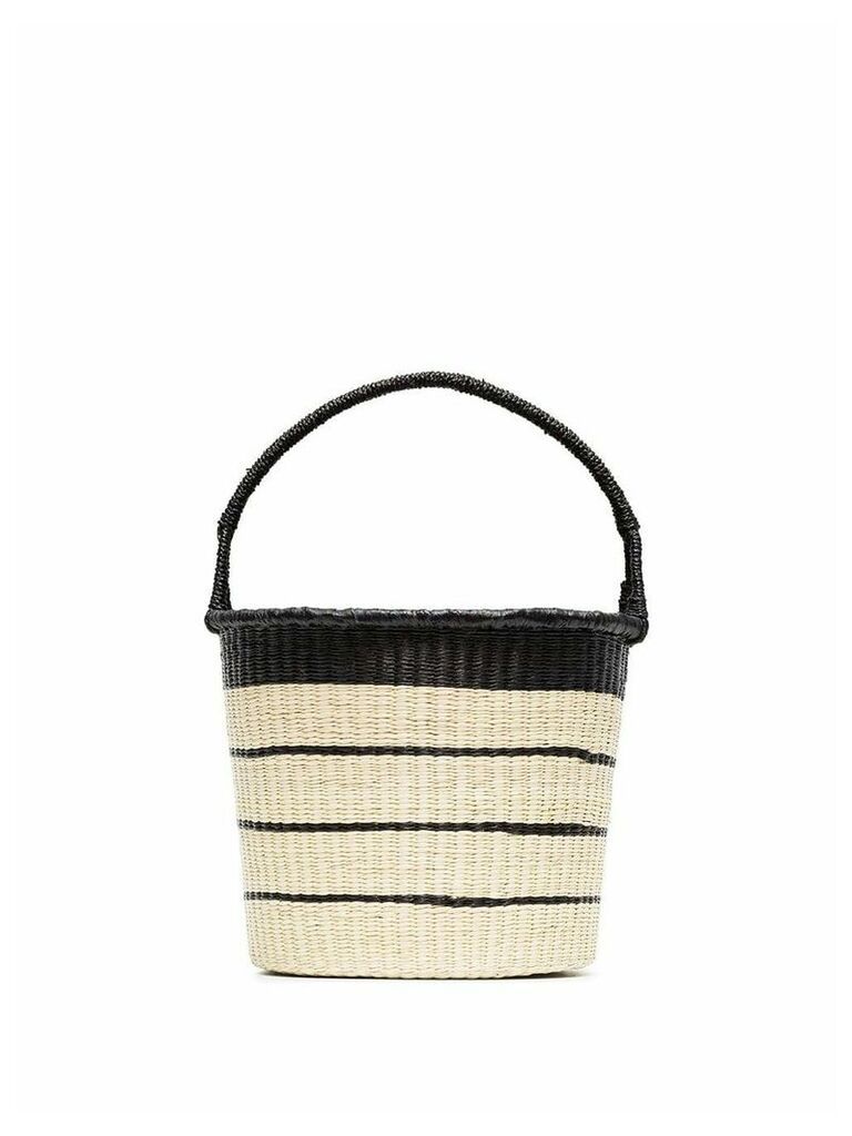 Sensi Studio Beige Striped straw bucket bag - Neutrals