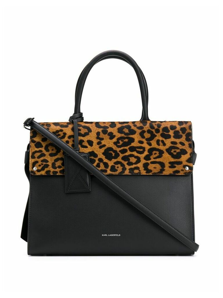 Karl Lagerfeld K/Ikon Leopard Top Handle bag - Black
