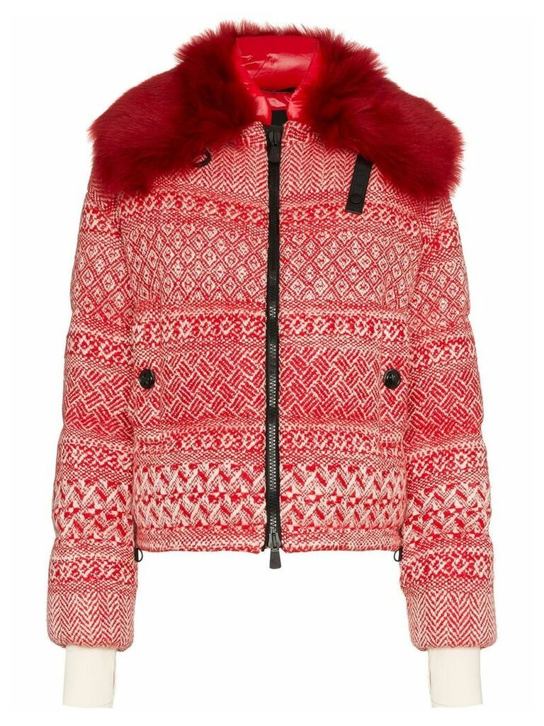 Moncler Grenoble Siusi printed fur trimmed feather down jacket - Red