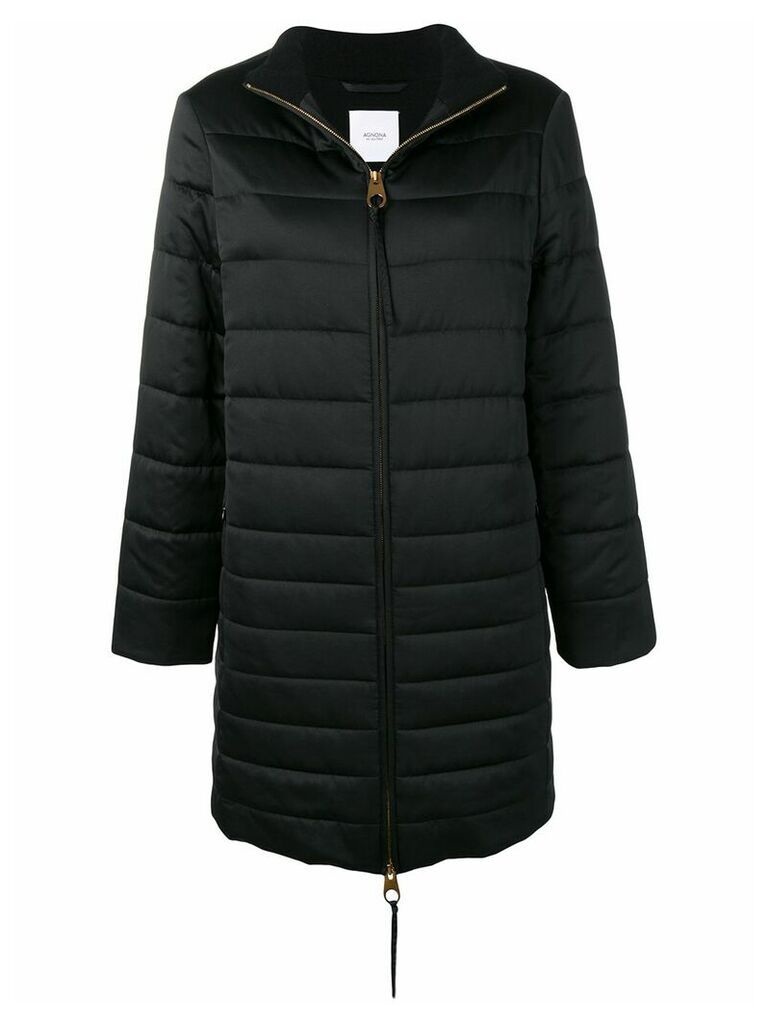 Agnona zipped padded coat - Black