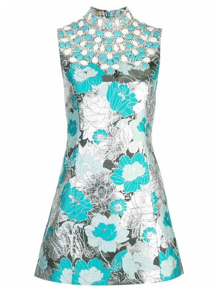 Michael Kors Collection brocade embroidered shift dress - Blue