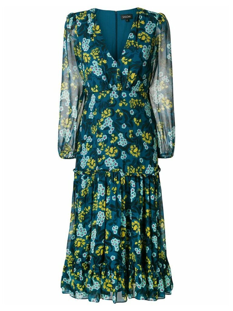Saloni floral print longsleeved dress - Blue