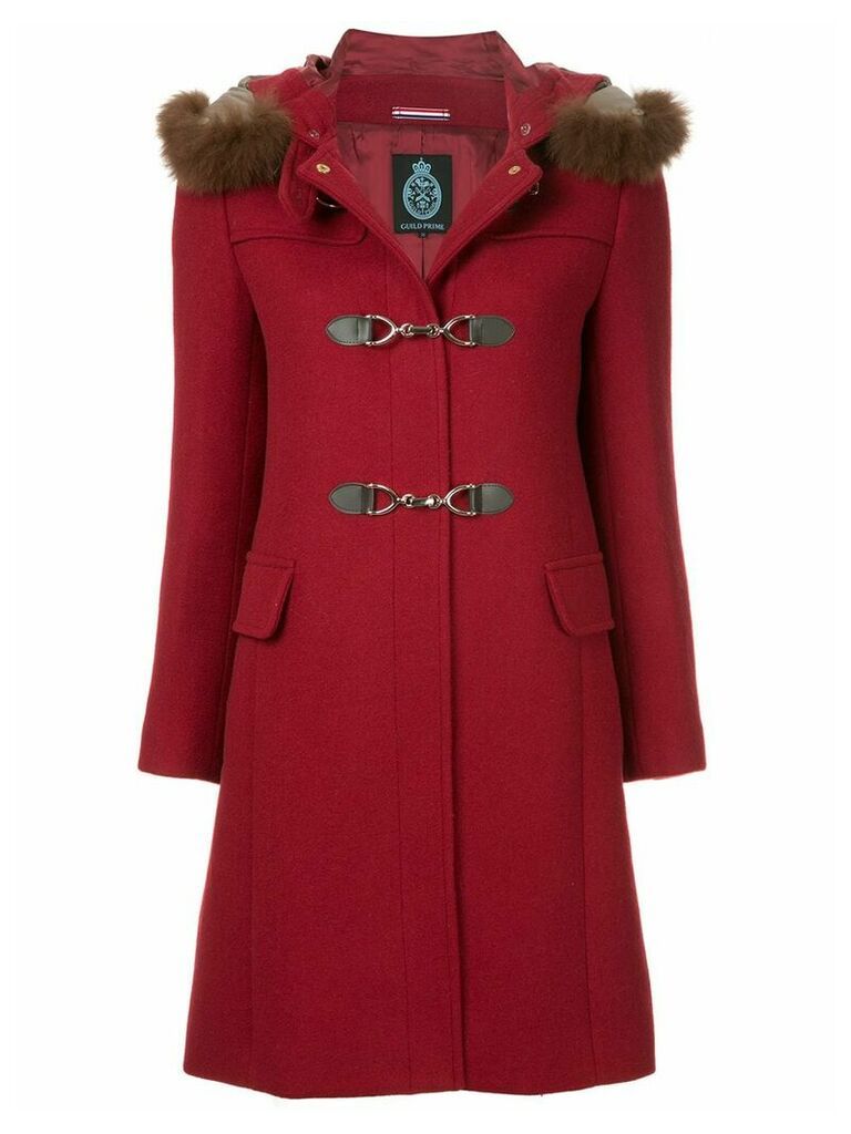 Guild Prime fur collar double breasted coat - Red