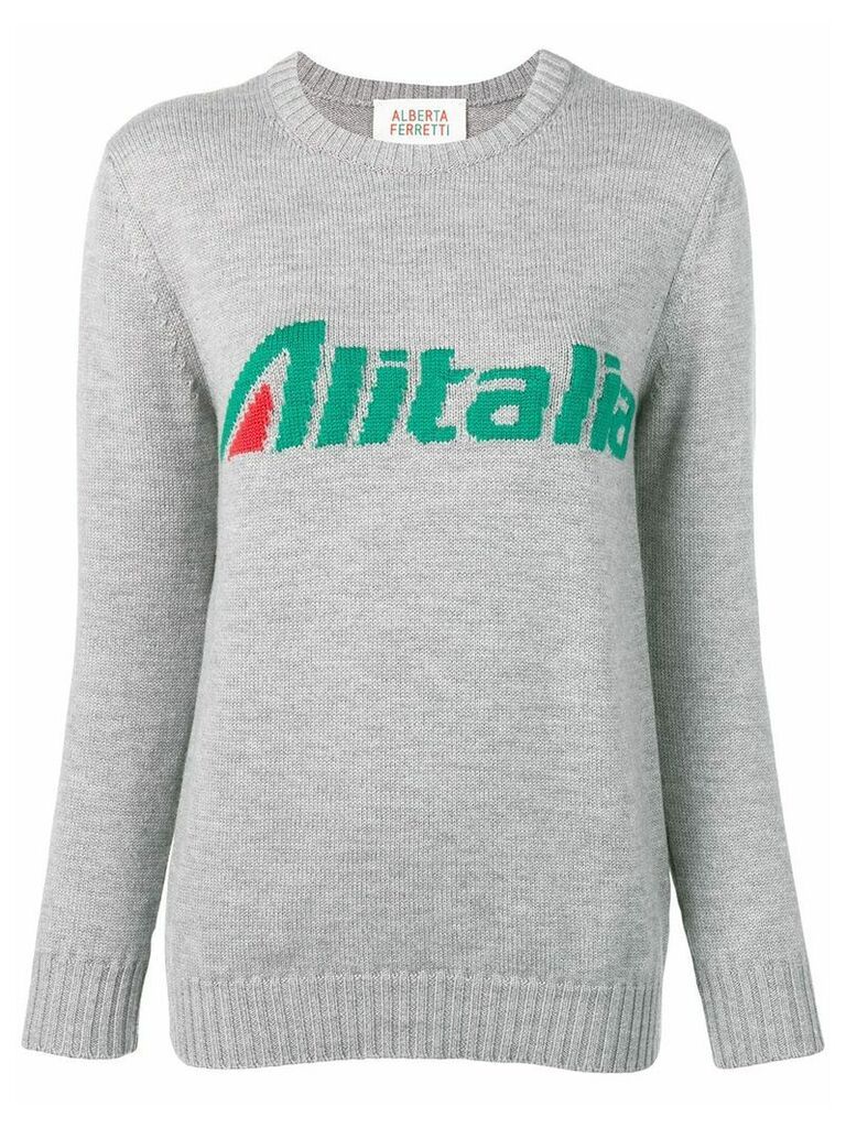 Alberta Ferretti slogan jacquard knit jumper - Grey
