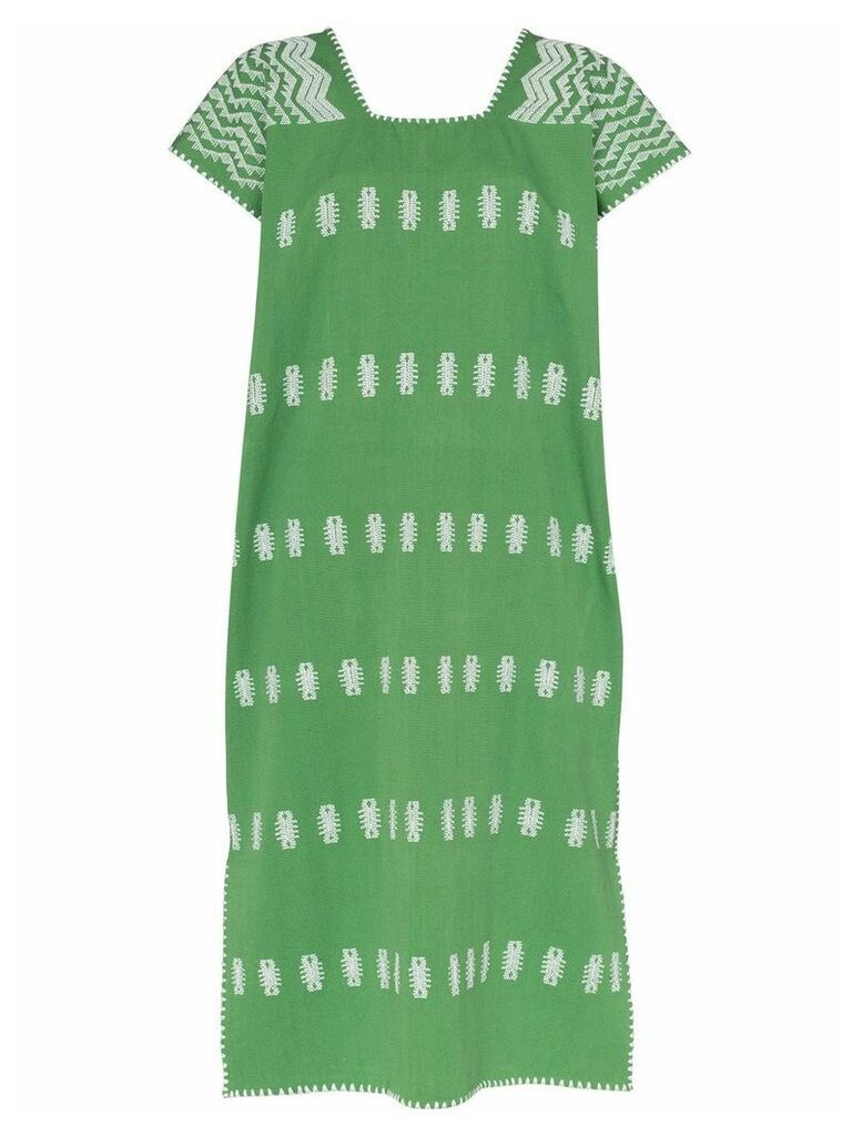 Pippa Holt embroidered cap sleeve kaftan dress - Green