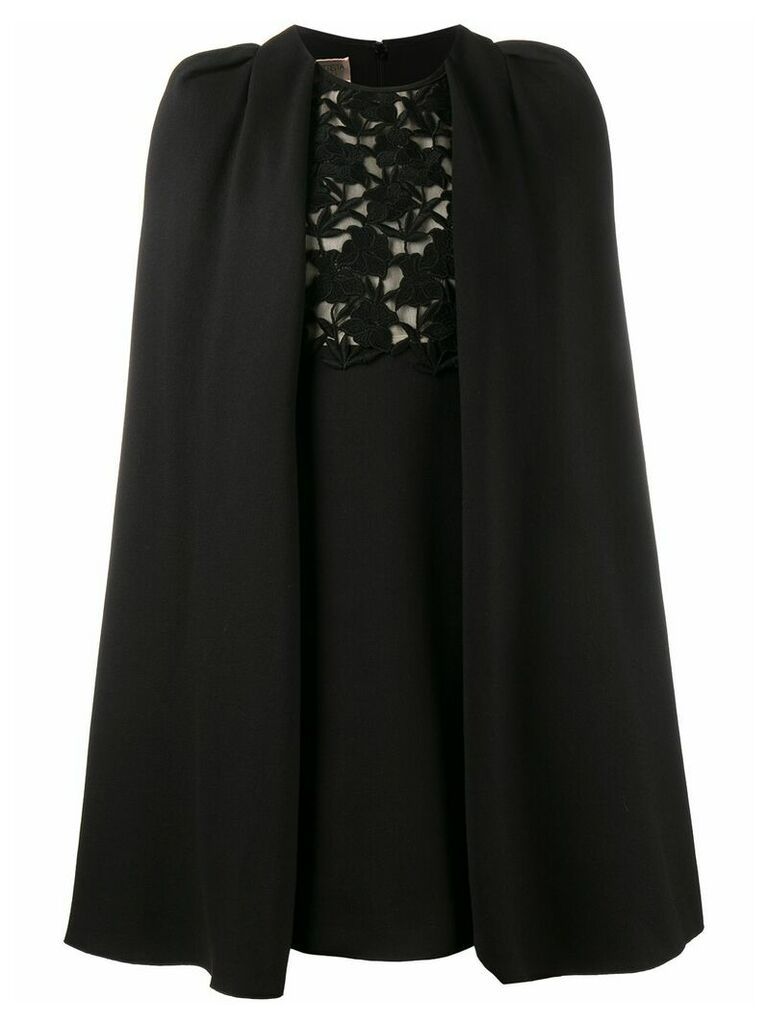 Giambattista Valli macrame lace cape dress - Black