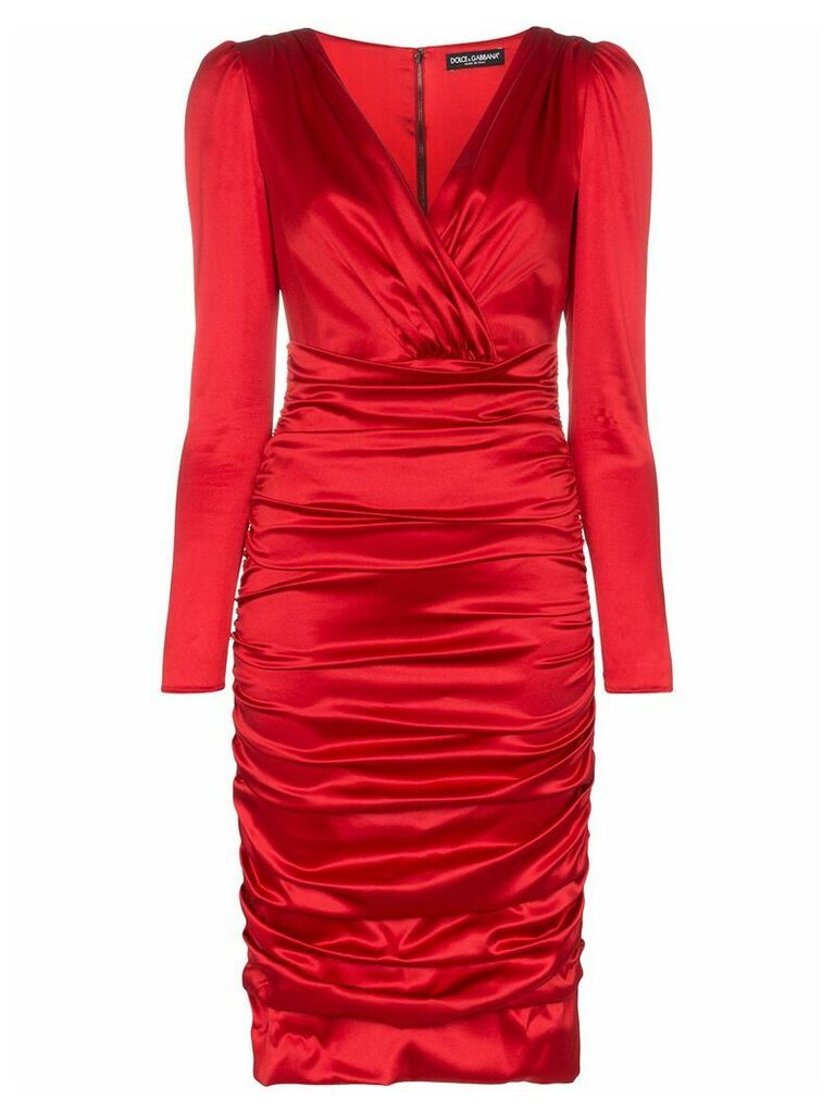 Dolce & Gabbana ruched silk satin dress - Red