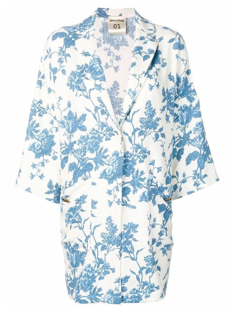 Semicouture floral printed coat - Blue
